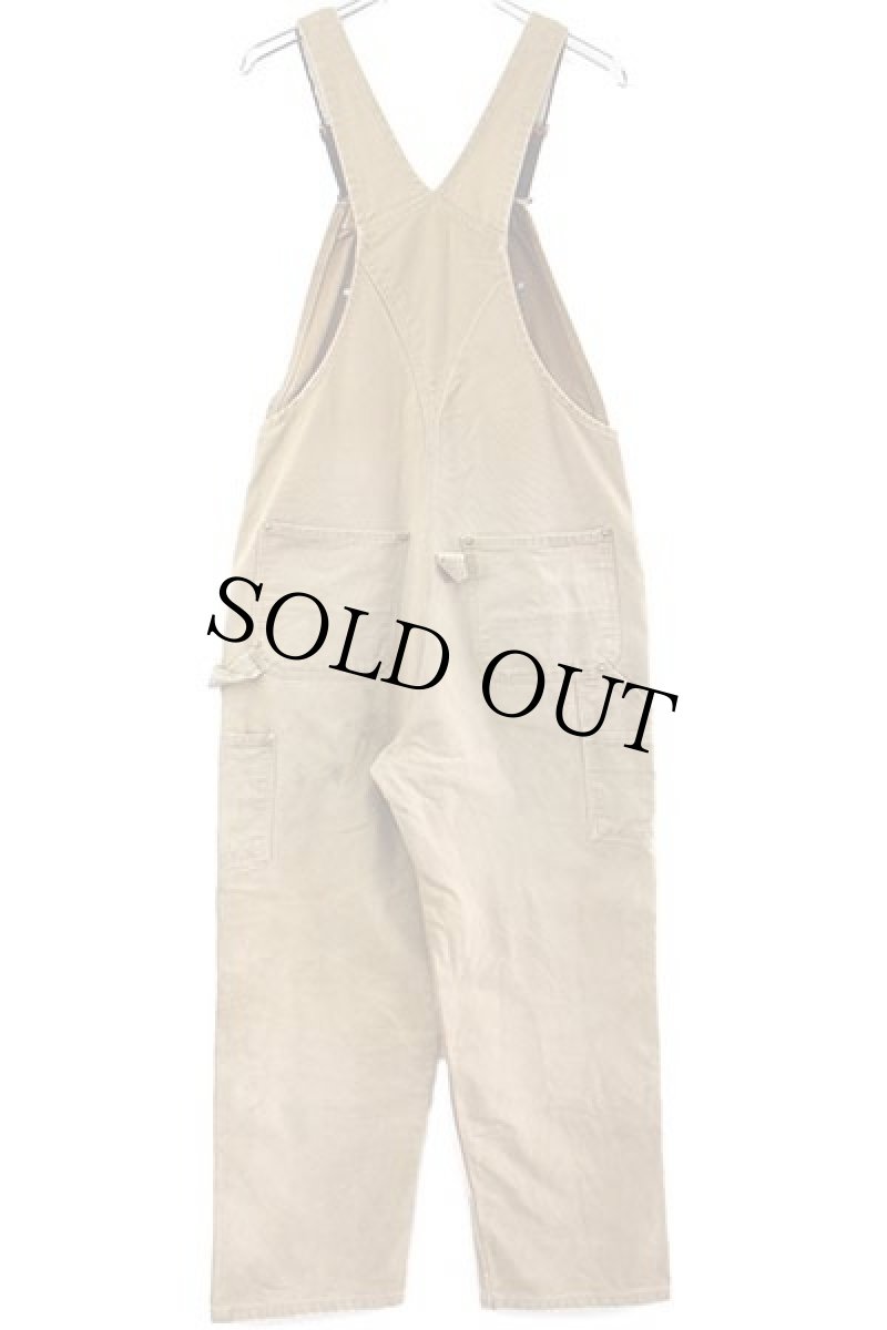 画像3: メキシコ製 carharttカーハート ダック地 ダブルニー オーバーオール ボロ 茶 w34 L32 (3)