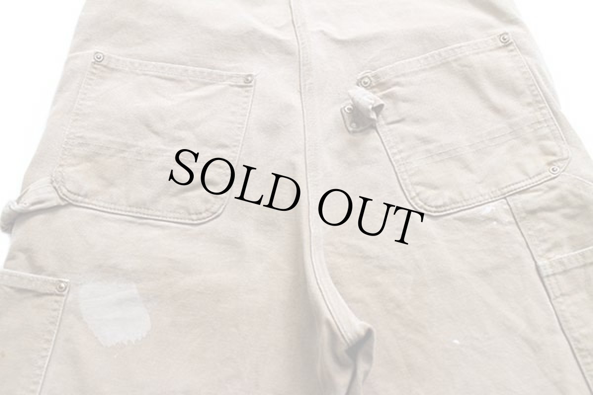 画像5: 80s USA製 carharttカーハート ダック地 ダブルニー オーバーオール ペンキ飛び 茶 w30 L32 (5)