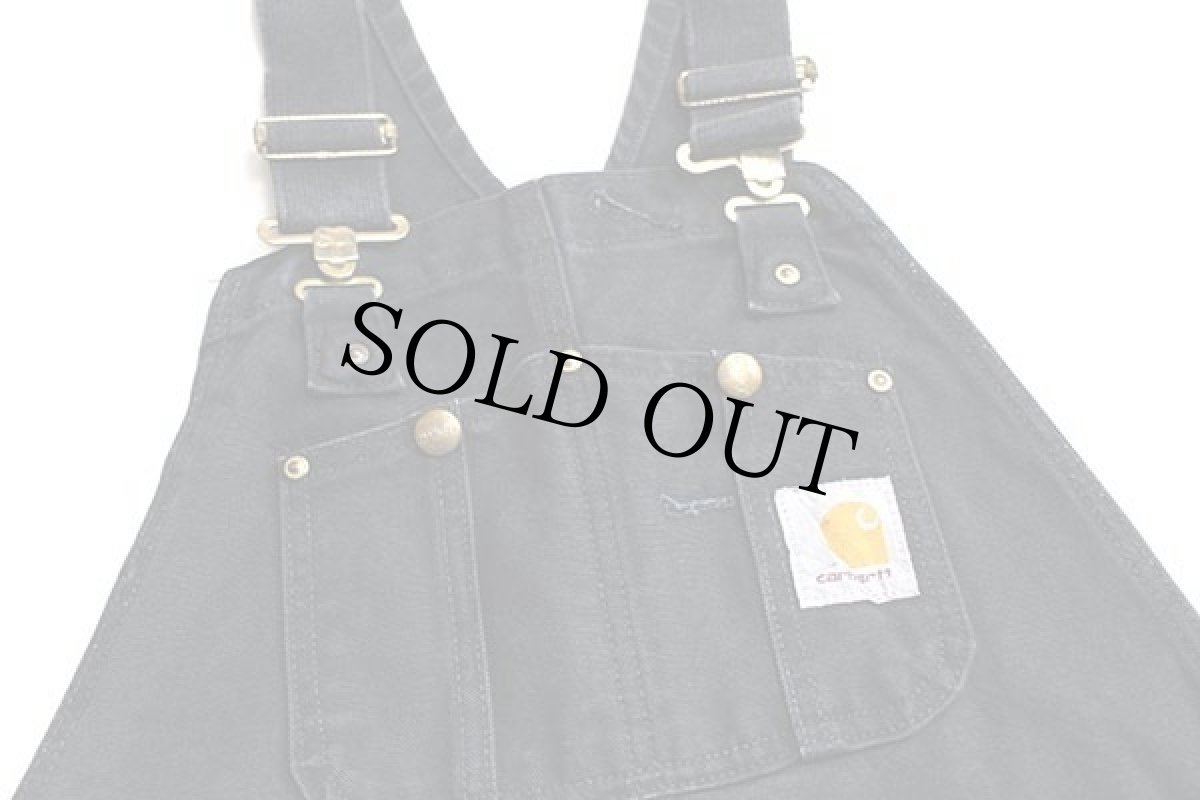 画像4: メキシコ製 carharttカーハート ダック地 ダブルニー オーバーオール 黒 w34 L32 (4)