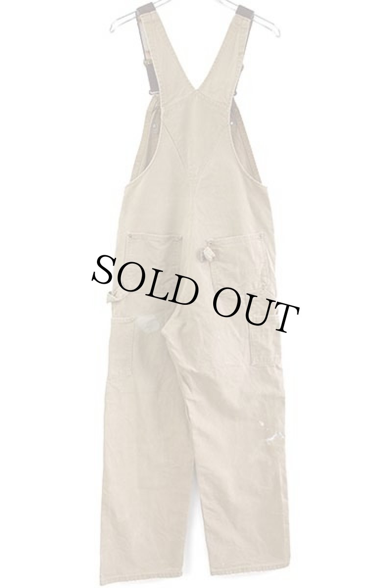 画像3: 80s USA製 carharttカーハート ダック地 ダブルニー オーバーオール ペンキ飛び 茶 w30 L32 (3)