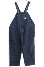 画像2: メキシコ製 carharttカーハート ダック地 ダブルニー オーバーオール 濃紺 w54 L30★特大 (2)