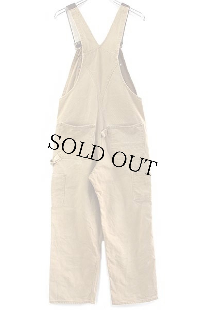 画像3: 80s carharttカーハート ダック地 ダブルニー オーバーオール 茶 フェード w33 (3)