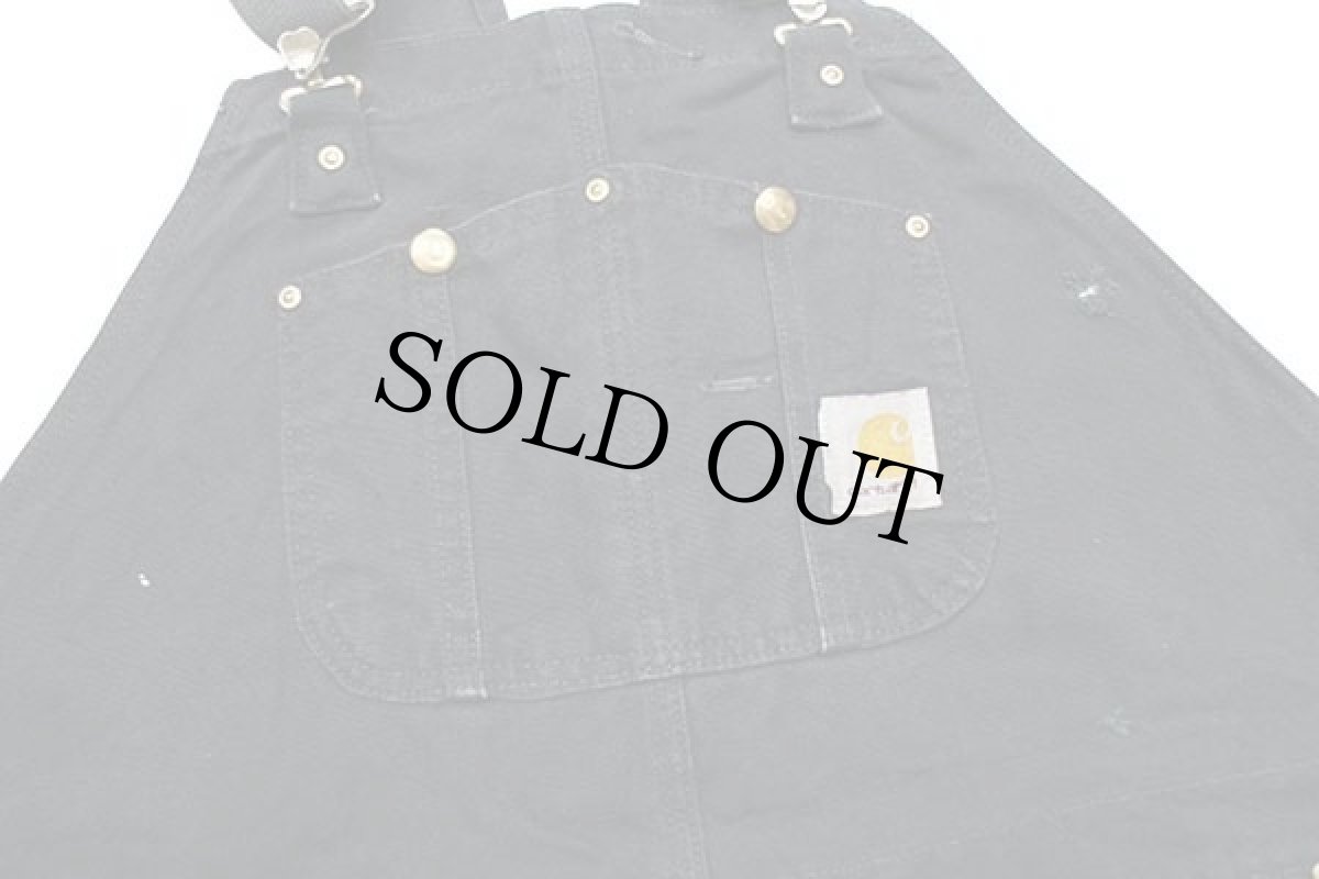 画像4: メキシコ製 carharttカーハート ダック地 ダブルニー オーバーオール 黒 w48 L30★特大 (4)