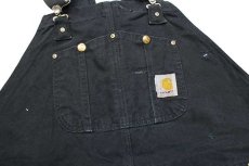 画像4: メキシコ製 carharttカーハート ダック地 ダブルニー オーバーオール 黒 w48 L30★特大 (4)