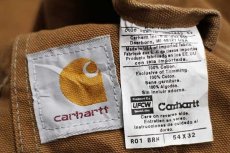 画像6: 00s USA製 carharttカーハート ダック地 ダブルニー オーバーオール 茶 w54 L32★特大 (6)
