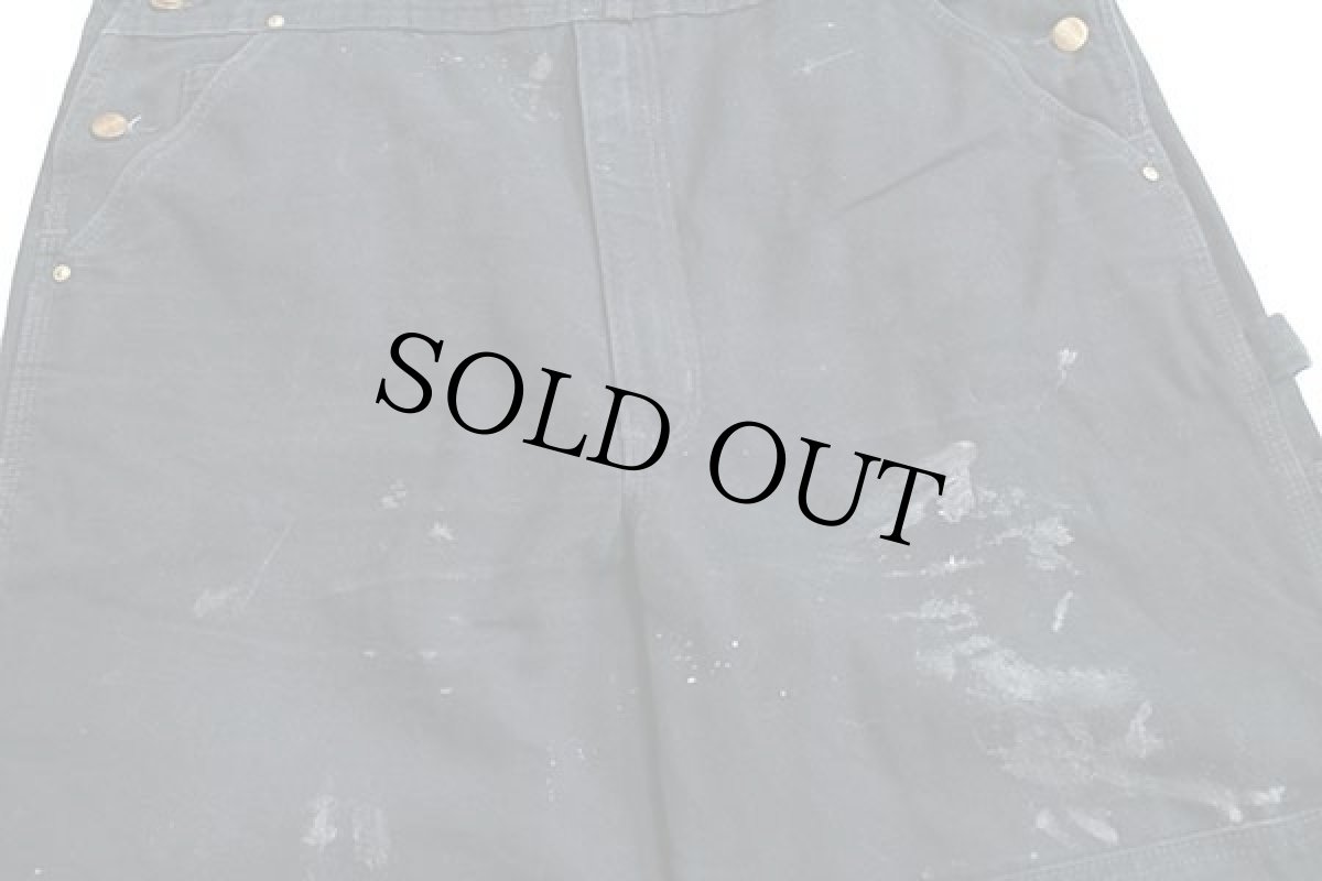 画像7: メキシコ製 carharttカーハート ダック地 ダブルニー オーバーオール 黒 w40 L30 (7)