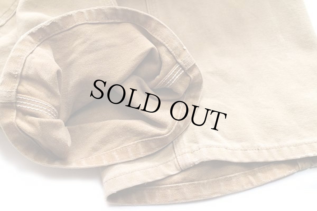 画像7: 80s carharttカーハート ダック地 ダブルニー オーバーオール 茶 フェード w33 (7)