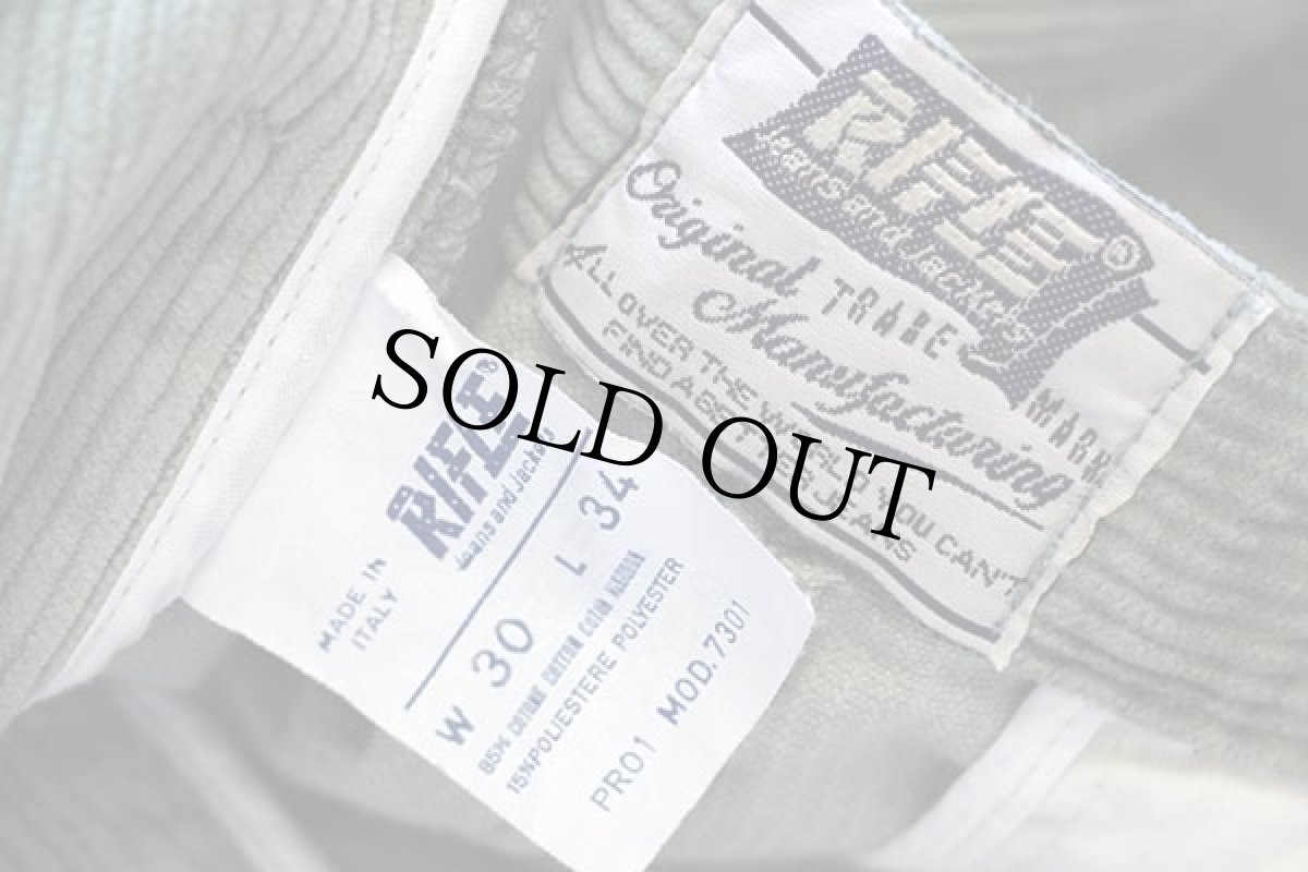 画像6: 90s イタリア製 RIFLE ツータック 太畝 コーデュロイパンツ グリーン w30★スラックス (6)