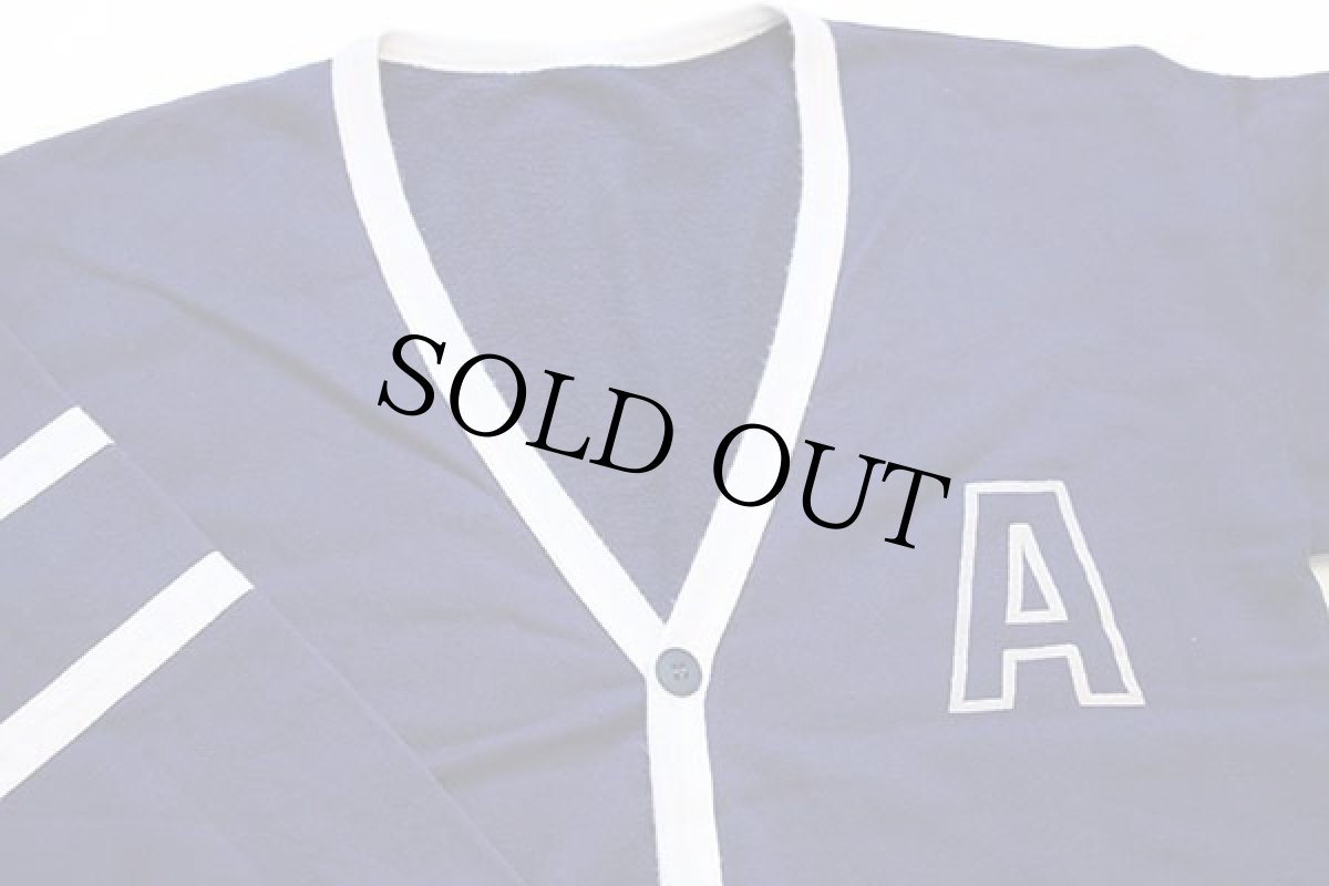 画像3: 80s UNKNOWN A 発泡プリント パチポケ スウェット カーディガン 紺×白 (3)