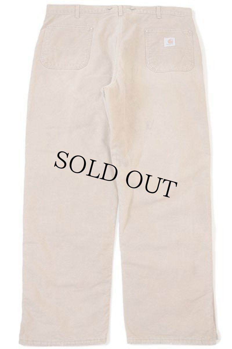 画像3: 90s USA製 carharttカーハート キルティングライナー ダック地 ペインターパンツ 茶 w42 L32 (3)