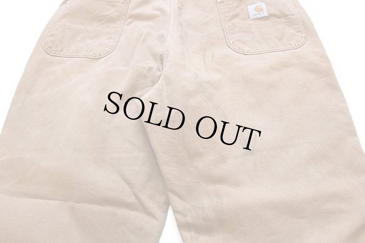 画像5: 90s USA製 carharttカーハート キルティングライナー ダック地 ペインターパンツ 茶 w42 L32 (5)