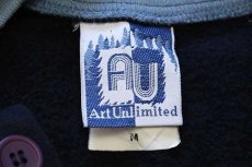 画像4: 90s USA製 ART UNLIMITED 灯台 総柄 アート レイヤードネック スウェット カーディガン 濃紺 M (4)