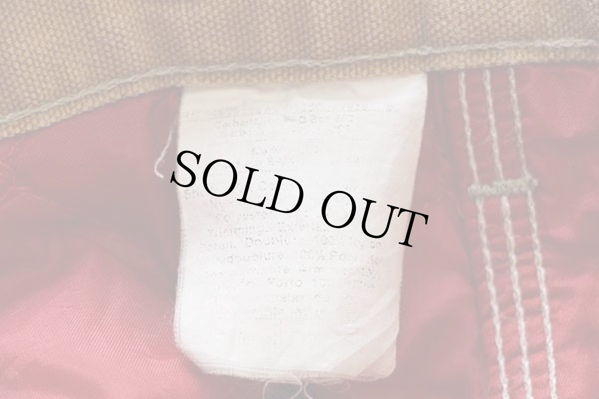 画像6: 90s carharttカーハート キルティングライナー ダック地 ペインターパンツ 茶 w42 (6)