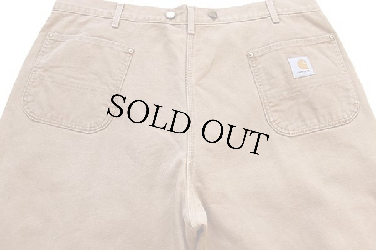 画像5: 90s carharttカーハート キルティングライナー ダック地 ペインターパンツ 茶 w42 (5)