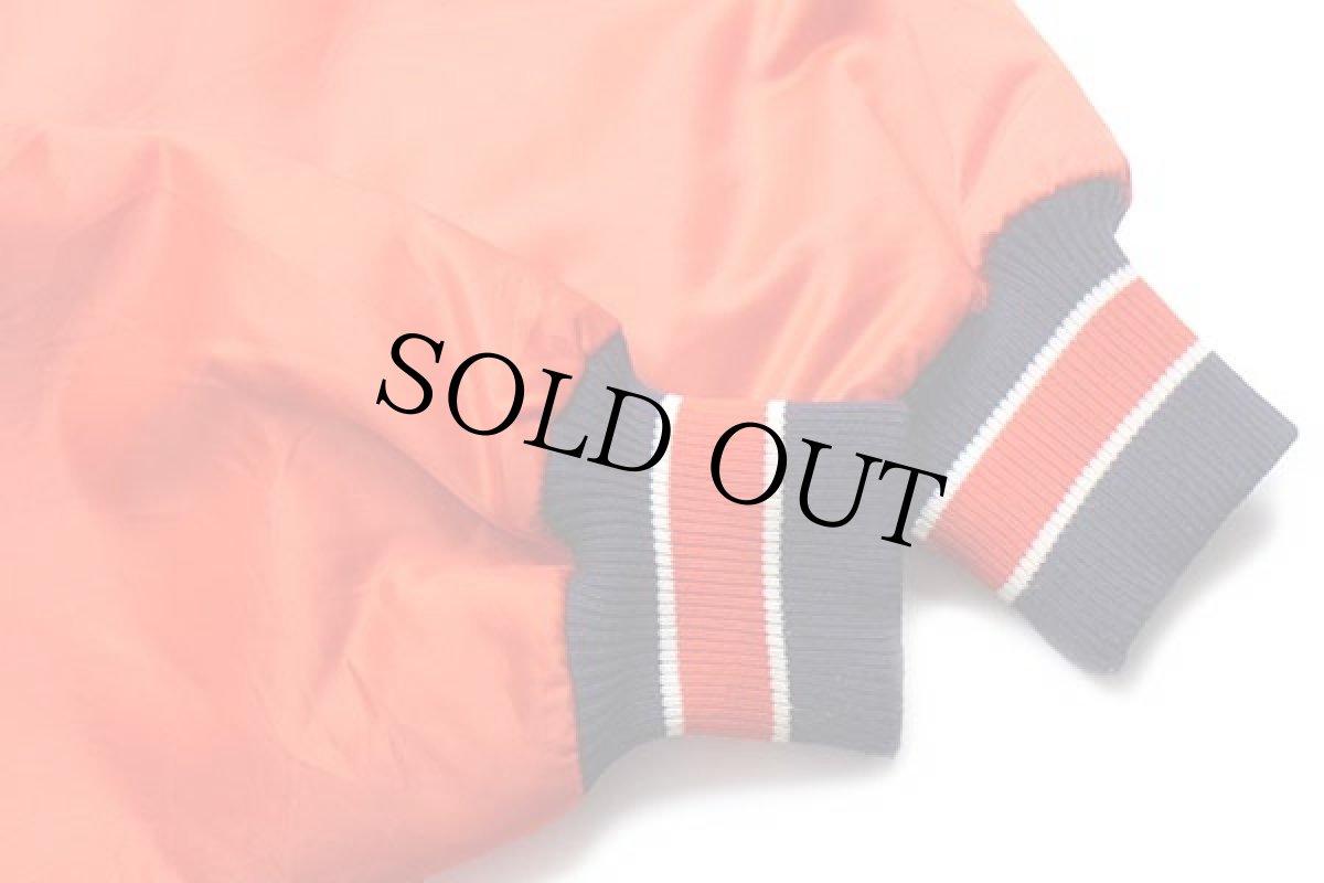 画像7: 80s USA製 DeLONGデロング CLEMSON アメフト 刺繍 キルティングライナー ナイロン ジップスタジャン オレンジ L (7)