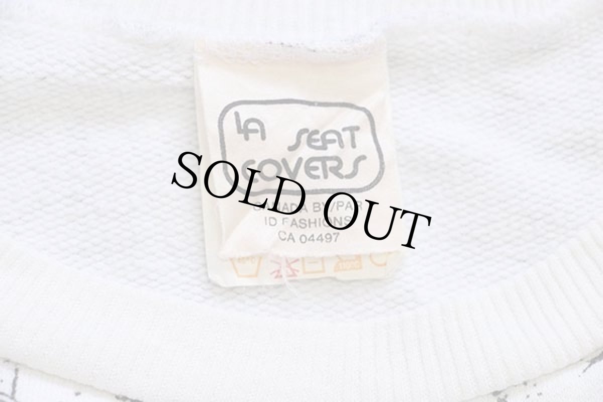 画像4: 80s カナダ製 LA SEAT COVERS アート 総柄 ポケット付き スウェット 白×黒★ドリッピング (4)