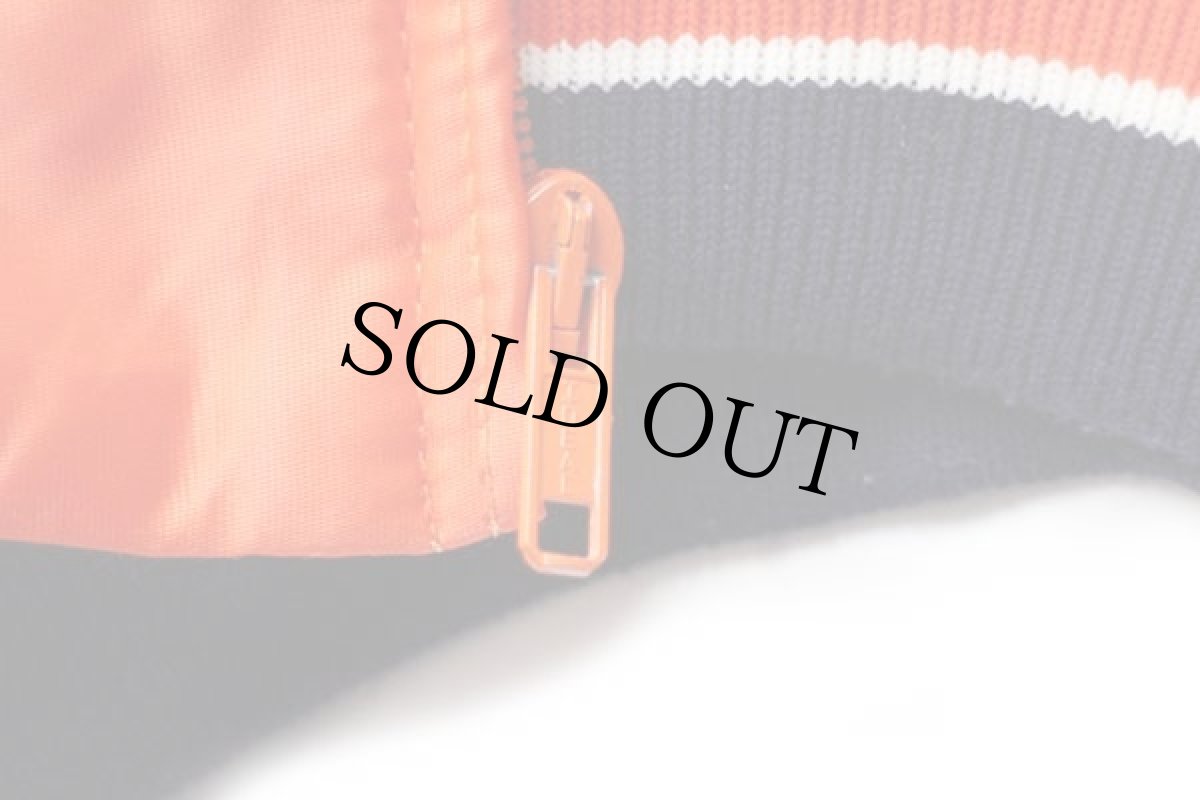 画像5: 80s USA製 DeLONGデロング CLEMSON アメフト 刺繍 キルティングライナー ナイロン ジップスタジャン オレンジ L (5)