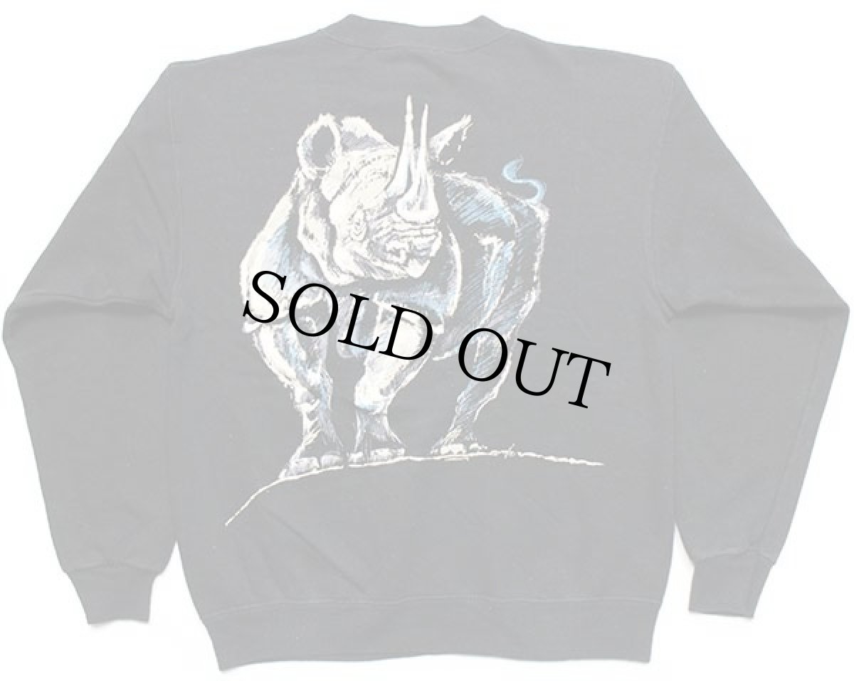 画像2: 80s USA製 Hanes サイ 両面プリント アート スウェット 黒 M (2)