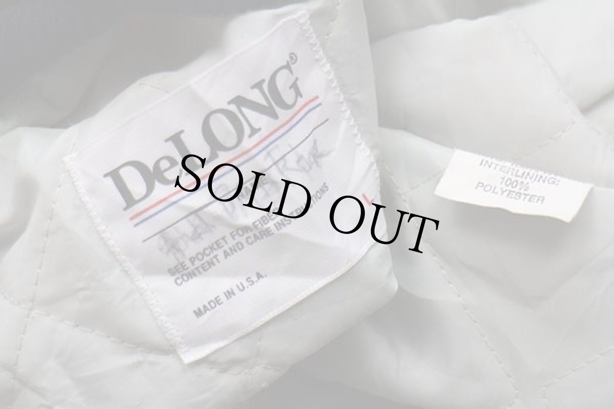 画像4: 80s USA製 DeLONGデロング CLEMSON アメフト 刺繍 キルティングライナー ナイロン ジップスタジャン オレンジ L (4)