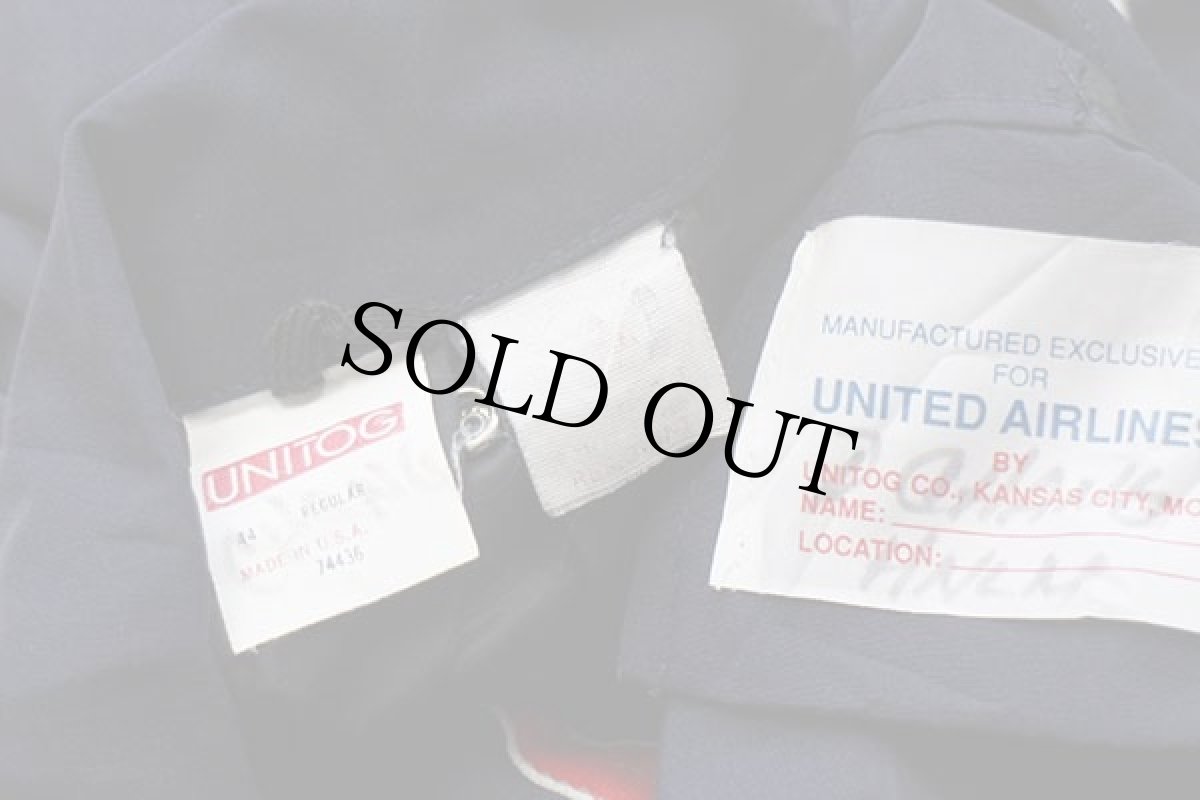 画像4: 80s USA製 UNITOG UNITED AIRLINES テープ付き ワークジャケット ナス紺 44-R (4)