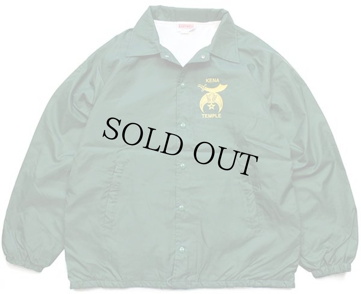 画像2: 90s USA製 HARTWELL KENA TEMPLE ORIENTAL BAND フリーメイソン シュライナー 両面プリント ナイロン コーチジャケット 緑 L (2)