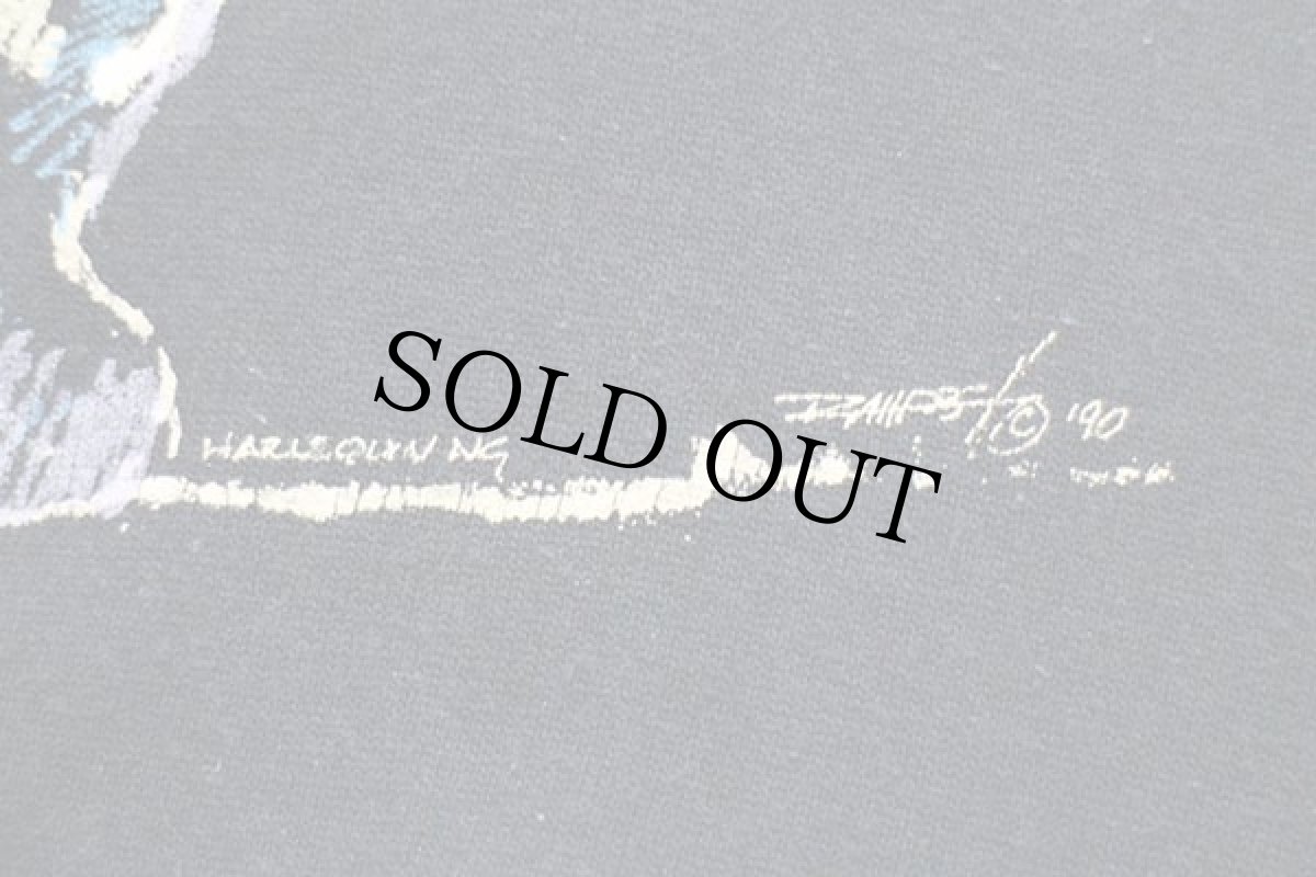 画像4: 80s USA製 Hanes サイ 両面プリント アート スウェット 黒 M (4)