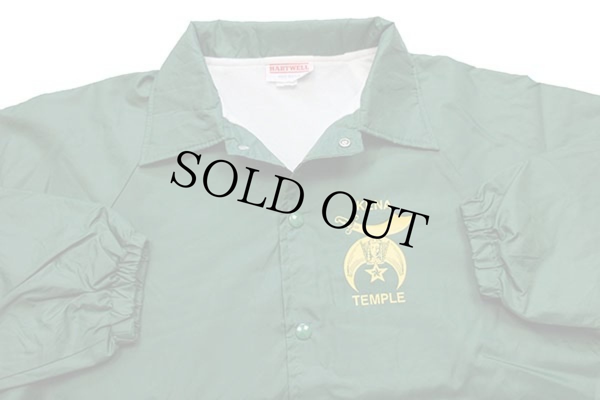 画像3: 90s USA製 HARTWELL KENA TEMPLE ORIENTAL BAND フリーメイソン シュライナー 両面プリント ナイロン コーチジャケット 緑 L (3)