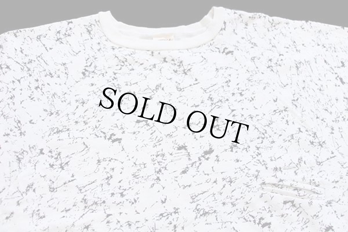 画像3: 80s カナダ製 LA SEAT COVERS アート 総柄 ポケット付き スウェット 白×黒★ドリッピング (3)