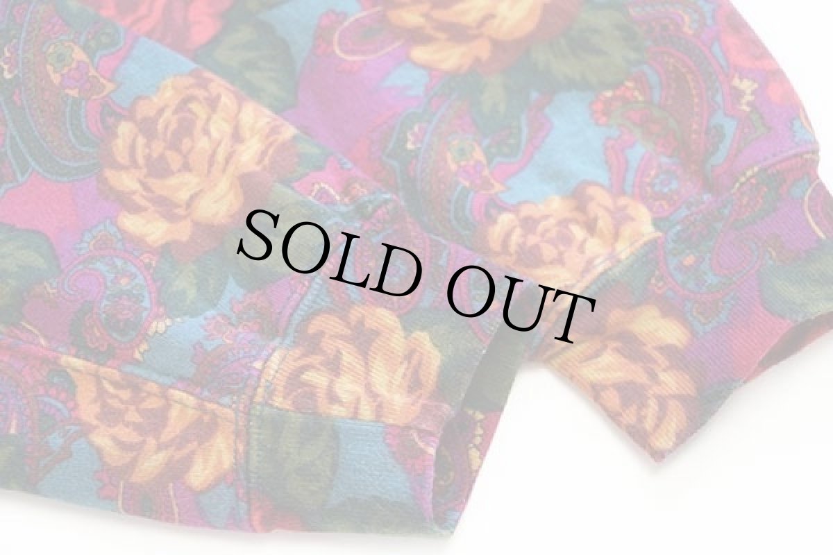 画像7: 80s イタリア製 Best Company Olmes Carrettiデザイン フラワー×ペイズリー 総柄 コットン スウェット XXL (7)