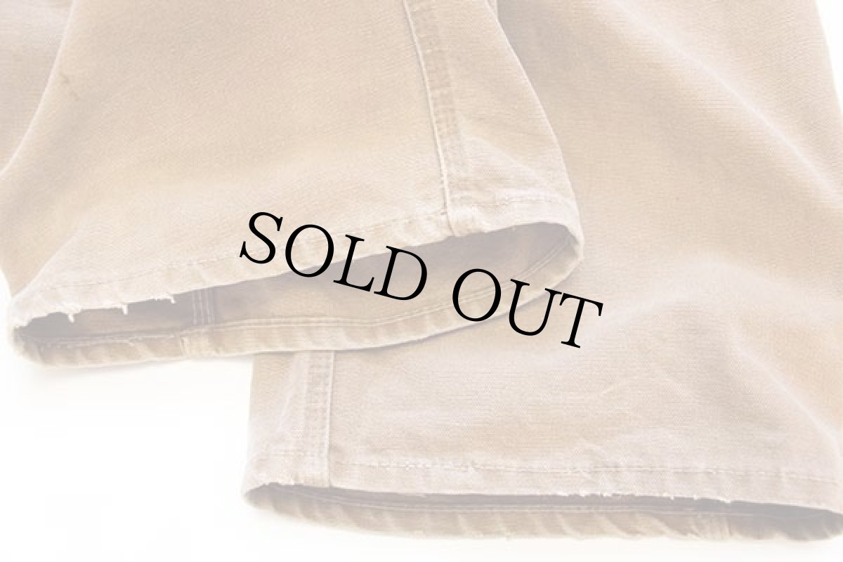 画像10: 70s USA製 carharttカーハート 山ポケ ダック地 ダブルニー オーバーオール 茶 w44 (10)