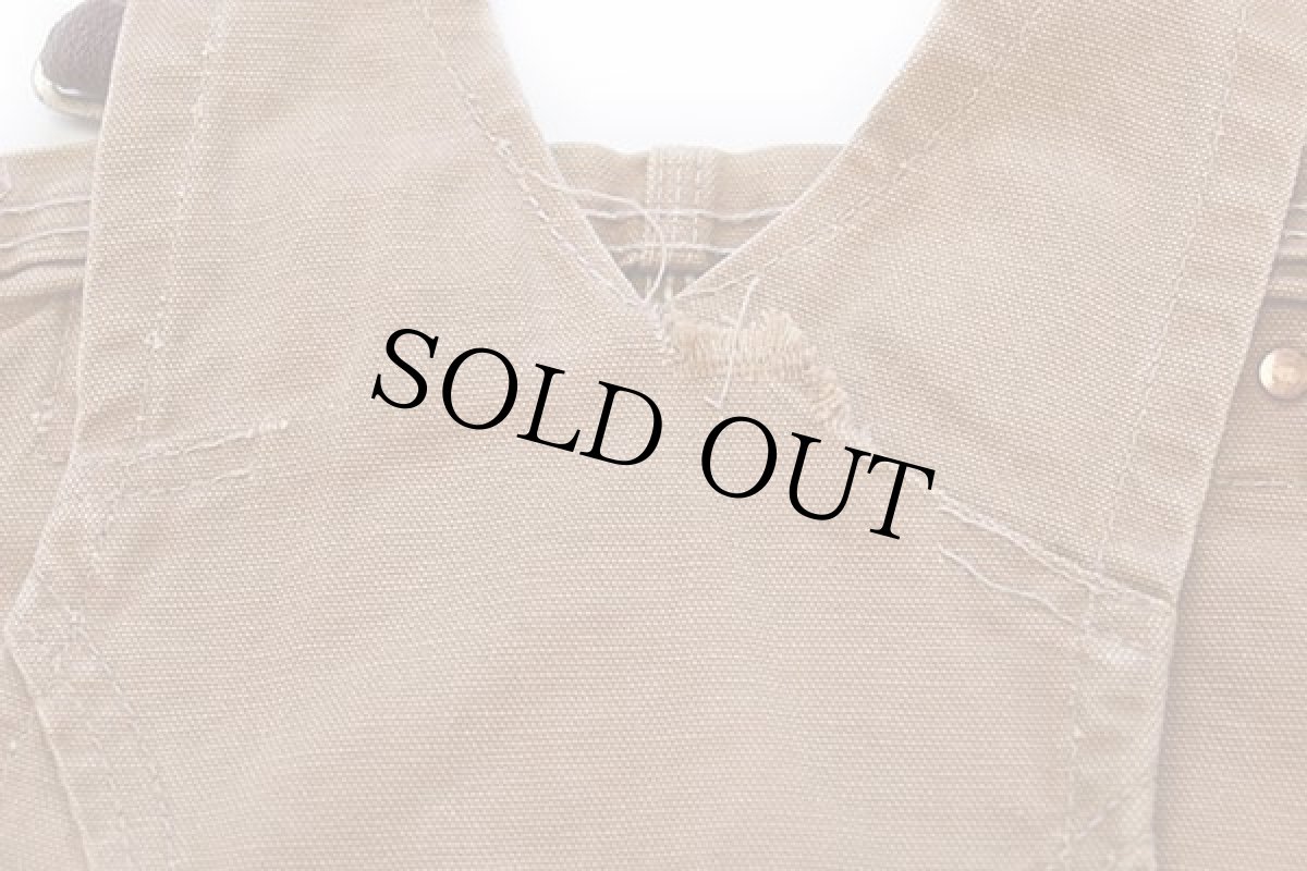 画像9: 70s USA製 carharttカーハート 山ポケ ダック地 ダブルニー オーバーオール 茶 w44 (9)