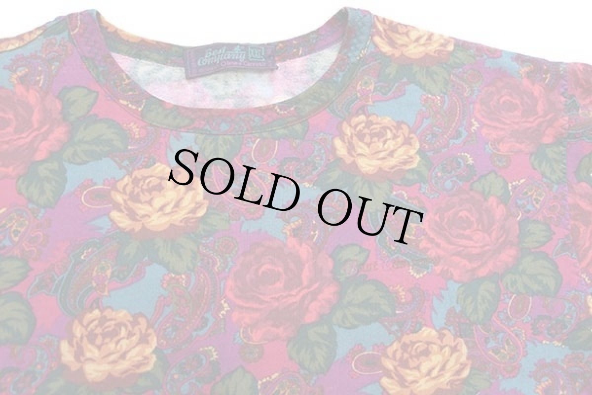 画像3: 80s イタリア製 Best Company Olmes Carrettiデザイン フラワー×ペイズリー 総柄 コットン スウェット XXL (3)