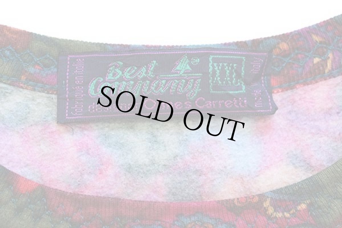 画像4: 80s イタリア製 Best Company Olmes Carrettiデザイン フラワー×ペイズリー 総柄 コットン スウェット XXL (4)