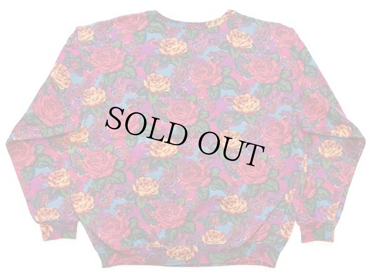 画像2: 80s イタリア製 Best Company Olmes Carrettiデザイン フラワー×ペイズリー 総柄 コットン スウェット XXL (2)