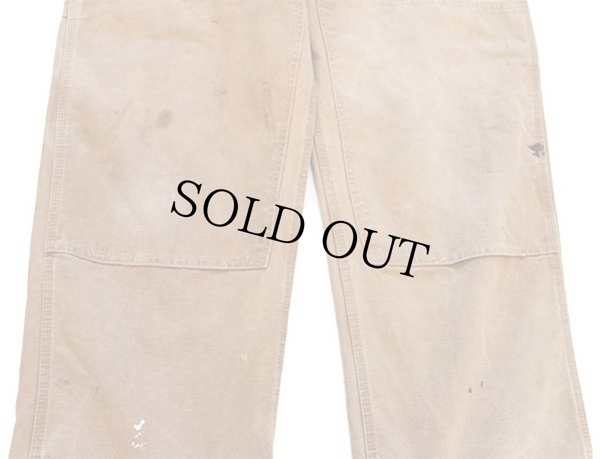 画像7: 70s USA製 carharttカーハート 山ポケ ダック地 ダブルニー オーバーオール 茶 w44 (7)