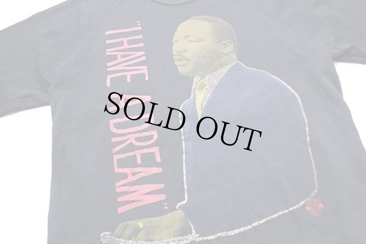 画像3: 80s USA製 Martin Luther King キング牧師 ''I HAVE A DREAM'' メッセージ 両面＆ラメプリント スウェット 黒 XL (3)