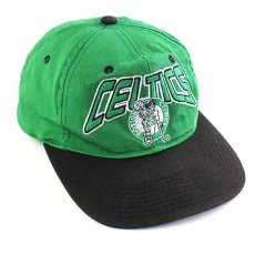 画像1: 90s STARTERスターター NBA BOSTON CELTICS ロゴ刺繍 ツートン 切り替え キャップ 緑×黒 (1)