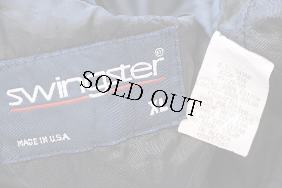 画像4: 00s USA製 swingster FREIGHTLINER コンボイ トラック刺繍 キルティングライナー コットンツイル パーカー 紺 XL (4)