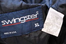 画像4: 00s USA製 swingster FREIGHTLINER コンボイ 刺繍 キルティングライナー コットンツイル パーカー 紺 XL (4)