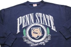 画像3: 90s USA製 PENN STATE NITTANY LIONS ビッグロゴ ひび割れプリント スウェット 紺 XL (3)