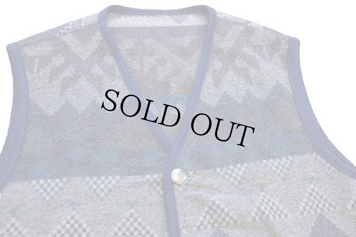 画像3: 90s イタリア製 Professione Uomo フォークロア柄 コンチョボタン ウール混 ラグベスト L (3)