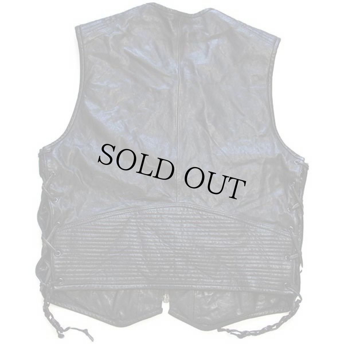 画像2: 90s イタリア製 Vera Pelle ノーカラー レザーベスト 黒 M (2)