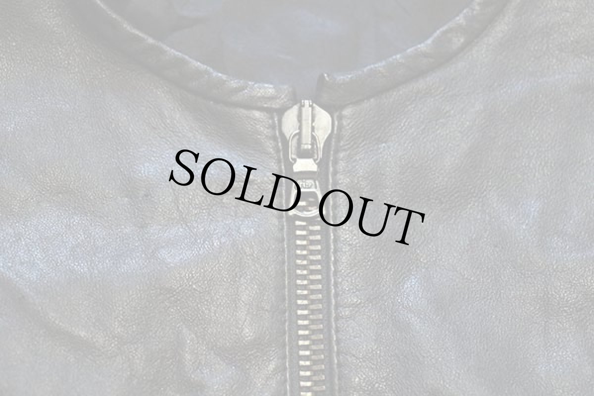 画像5: 90s イタリア製 Vera Pelle ノーカラー レザーベスト 黒 M (5)