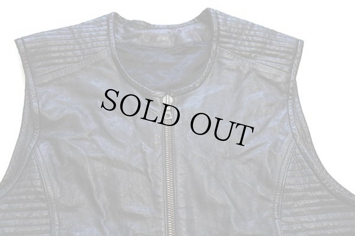 画像3: 90s イタリア製 Vera Pelle ノーカラー レザーベスト 黒 M (3)