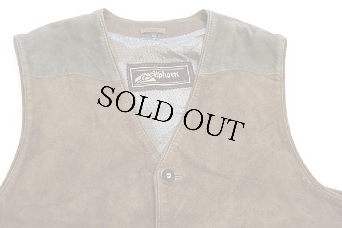 画像3: Alphorn 刺繍入り ツートン 切り替え チロリアン ディアスキン スエード レザーベスト 52 (3)