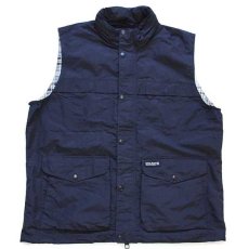 画像1: WOOLRICH JOHN RICH&BROS ウールリッチ タータンチェックライナー ナイロンベスト 濃紺 XXL★特大 (1)