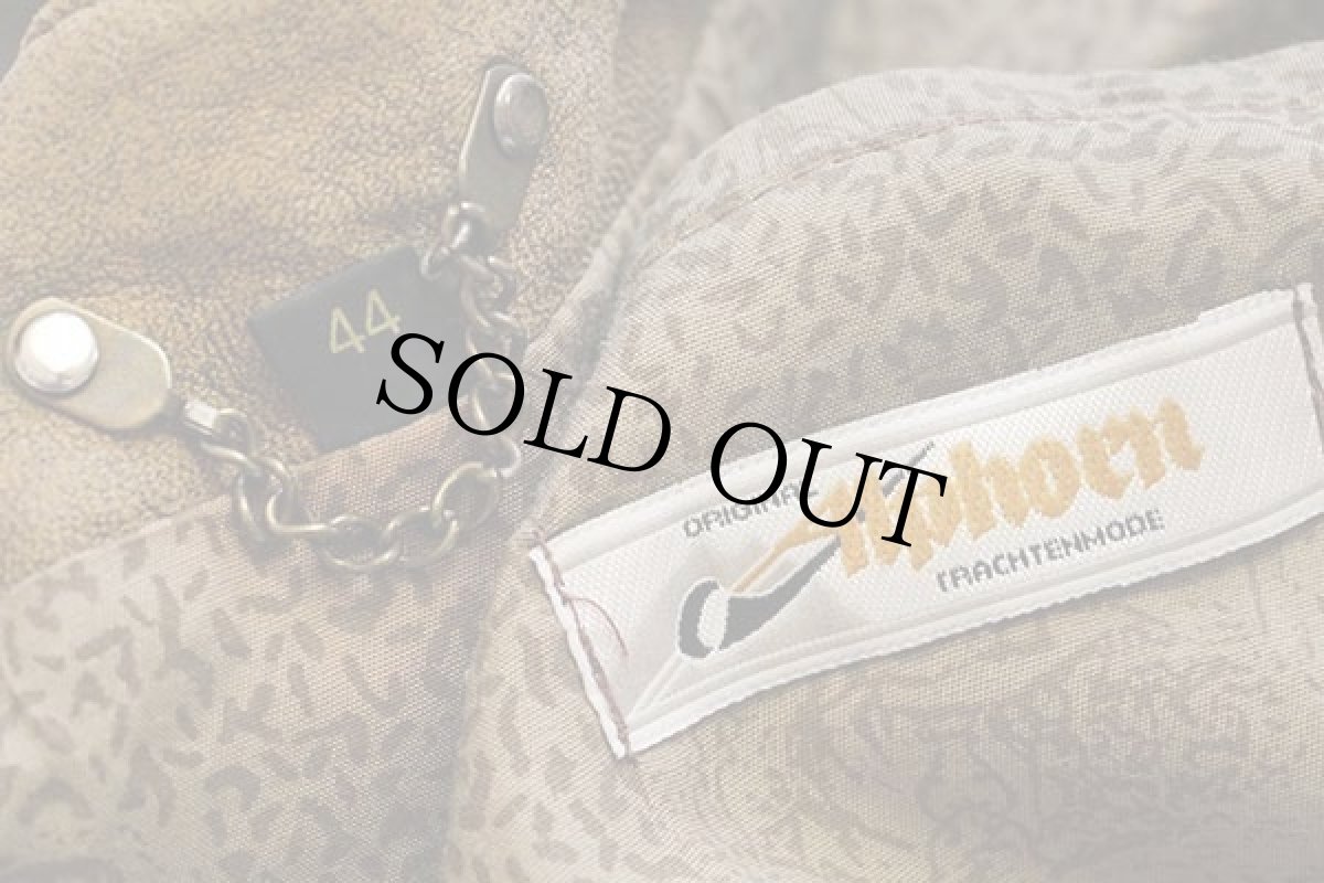 画像4: Alphorn ツリー シカ カモ 刺繍入り アート チロリアン ヌバック レザーベスト 44 (4)