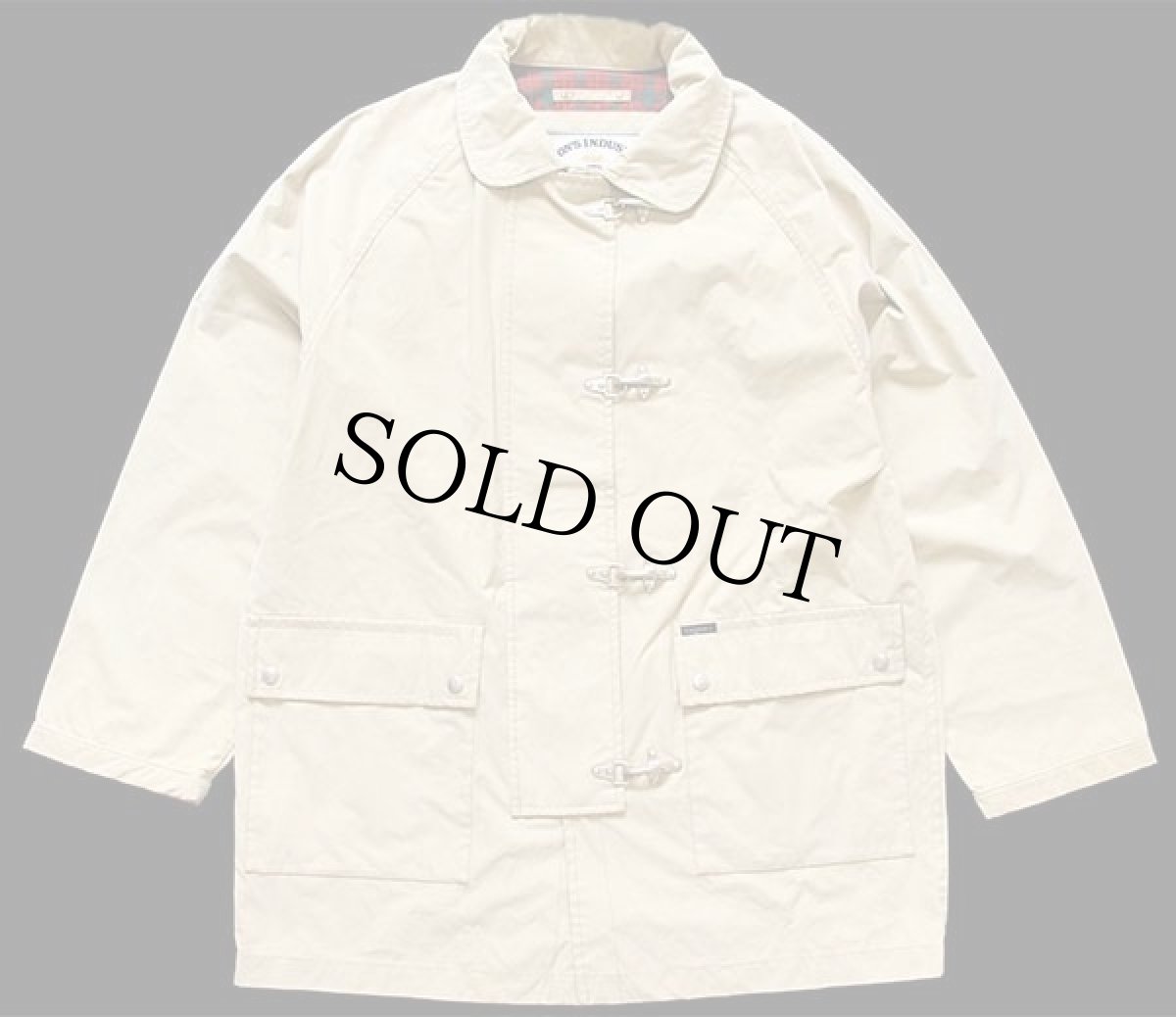 画像1: COTTON'S INDUSTRIES チンスト付き コットン混 ファイヤーマンコート タン L★ジャケット (1)
