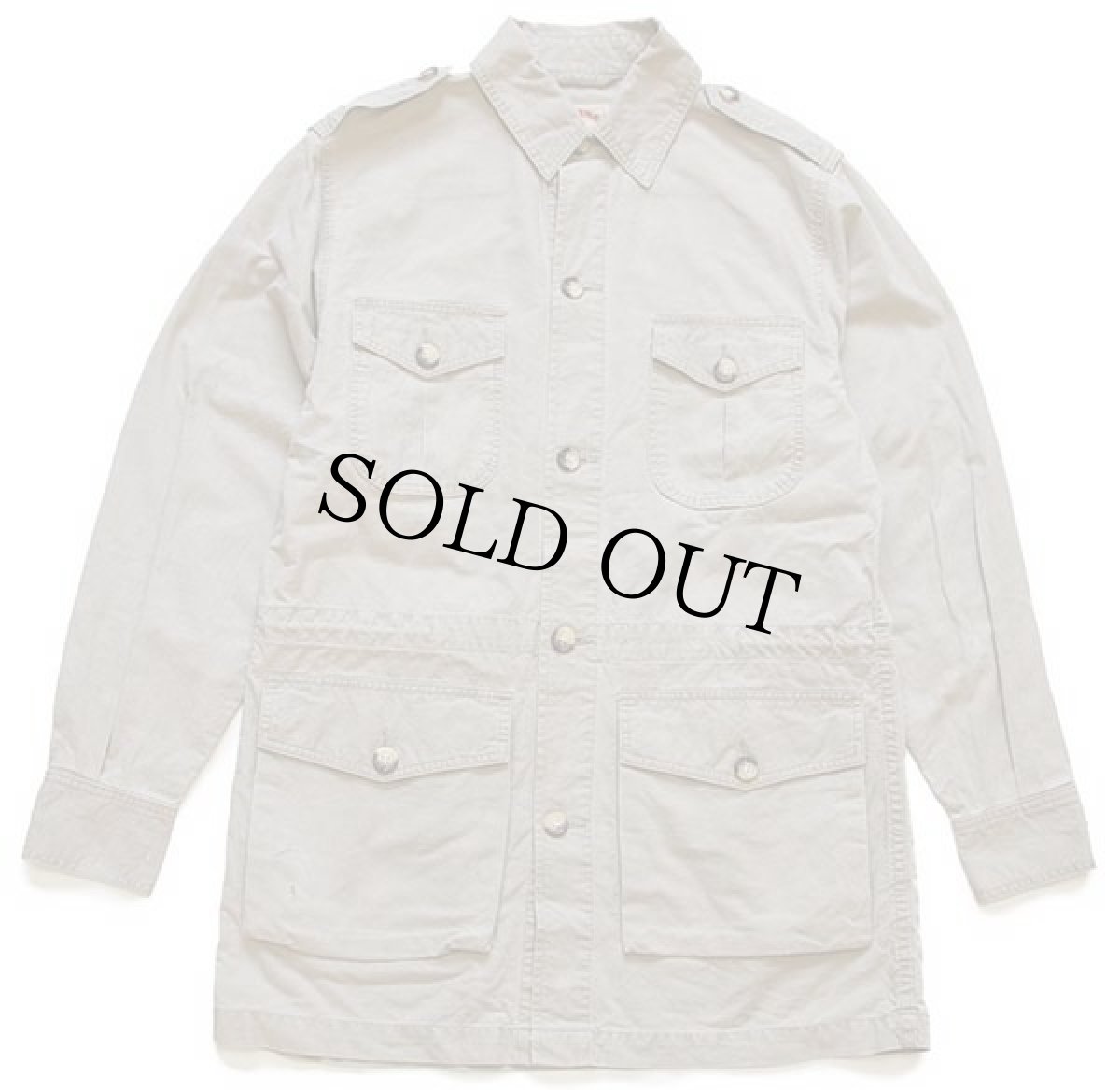 画像1: 80s BANANA REPUBLICバナナリパブリック コットン サファリジャケット グレーベージュ M (1)