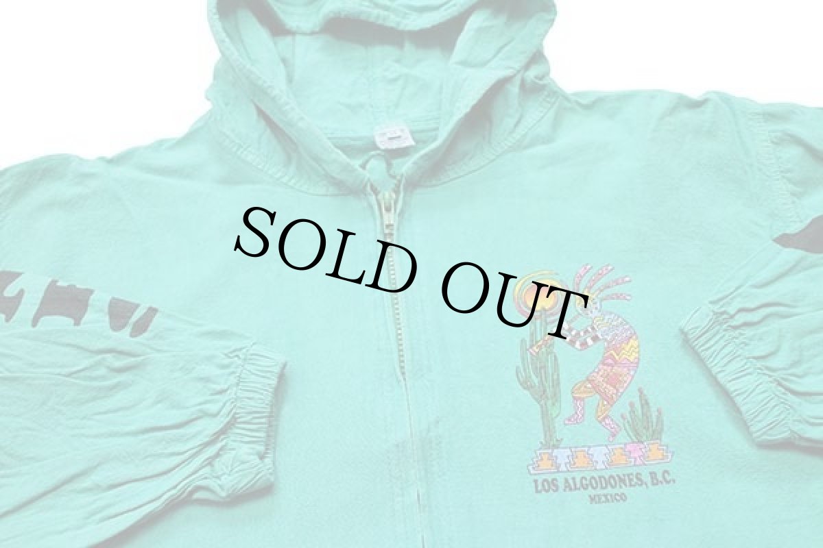 画像3: メキシコ製 LOS ALGODONES,B.C. MEXICO ココペリ コットンパーカー エメラルドグリーン M (3)